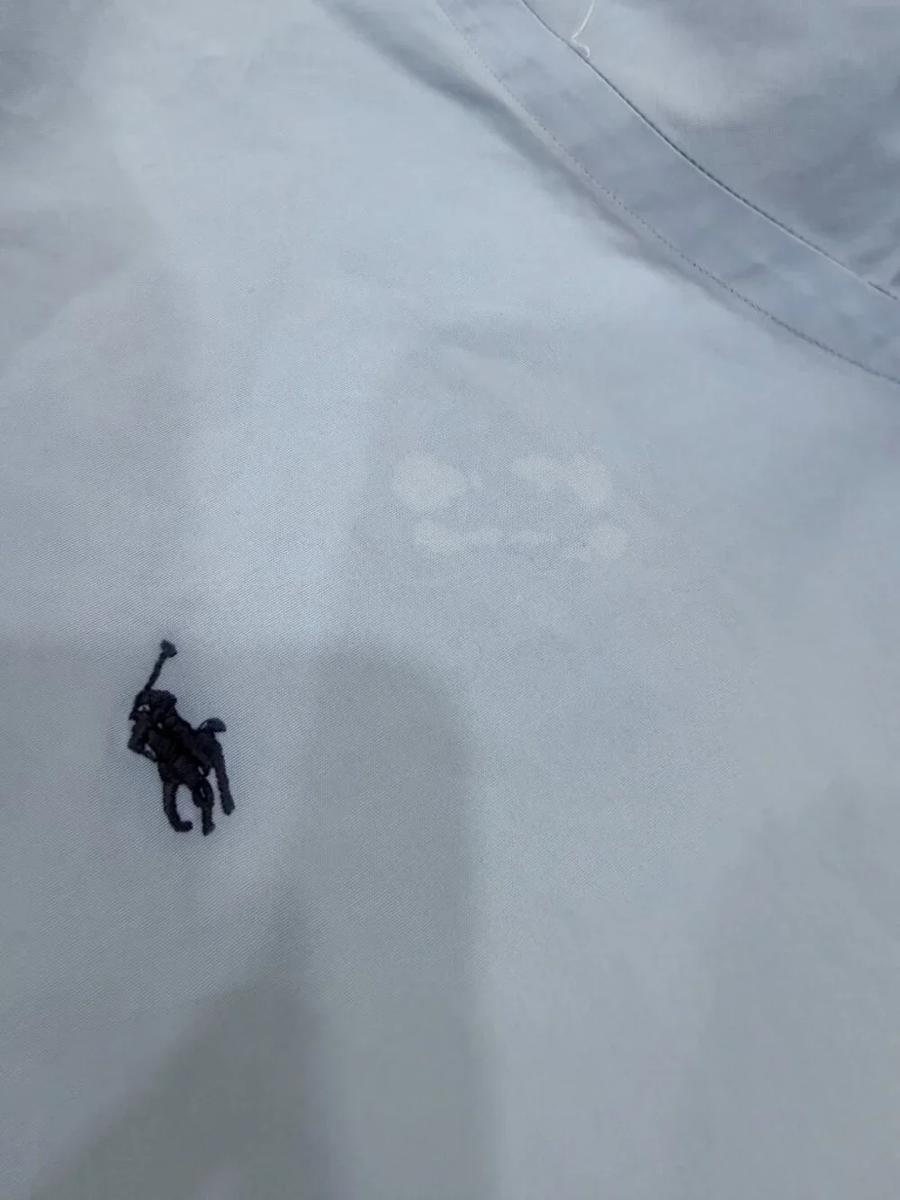 Polo Ralph Lauren Mens L Custom Fit Blue Cotton Button Down Pony Shirt Flawed